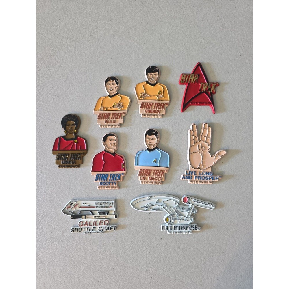 Vtg 1992-1993 Star Trek TOS Rubber Refrigerator Magnets Lot of 9